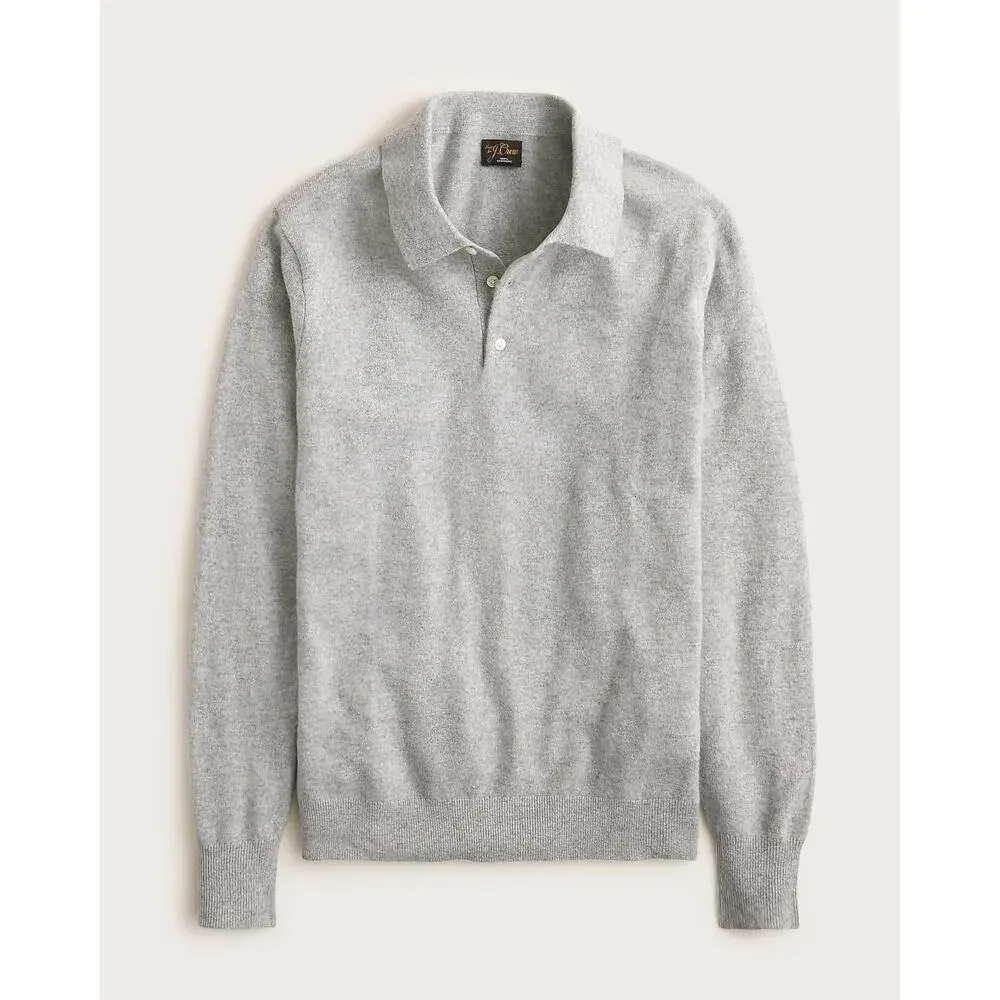 J. Crew Men's Cashmere Collared Sweater-Polo Heather Gray Size XL NWOT
